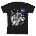 thumbnail image 1 of NASA Illustrated Astronaut, Shuttle, and Logo Youth Black Graphic Tee-Small, 1 of 6