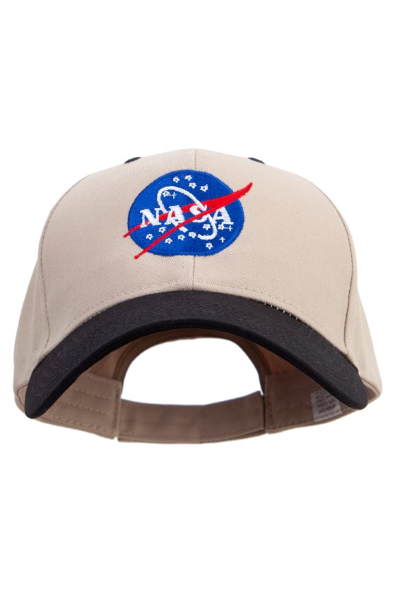 NASA Insignia Embroidered Big Size High Profile Twill Cap - Khaki Black XL-3XL