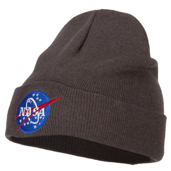 NASA Insignia Embroidered Big Size Long Beanie - Grey XL-3XL