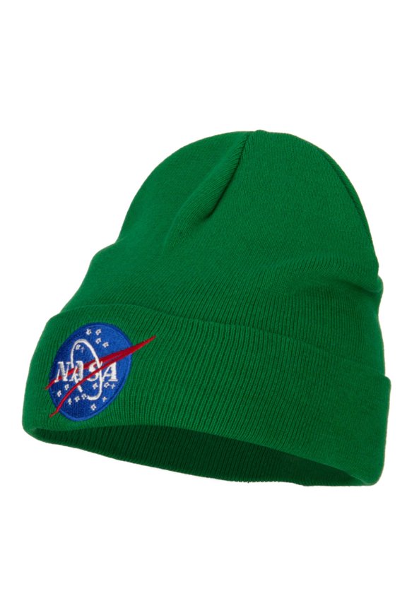 NASA Insignia Embroidered Big Size Long Beanie - Kelly XL-3XL