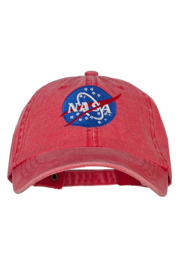 NASA Insignia Embroidered Big Size Washed Cap - Red XL-3XL