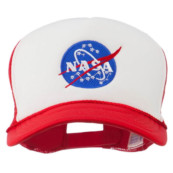 NASA Insignia Embroidered Foam Mesh Cap - Red White OSFM