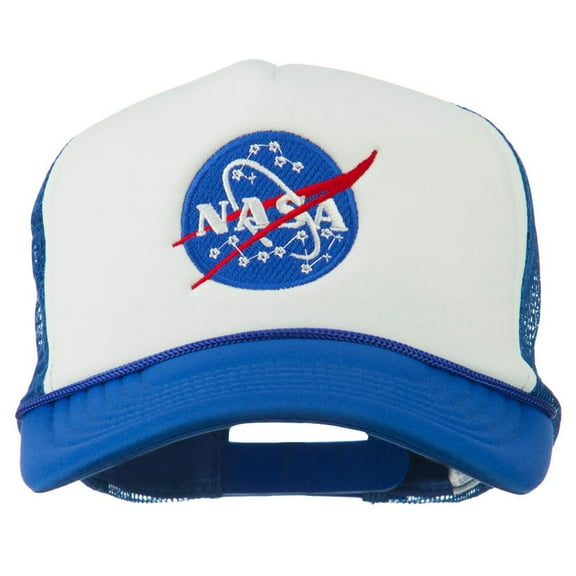 NASA Insignia Embroidered Foam Mesh Cap - Royal White OSFM