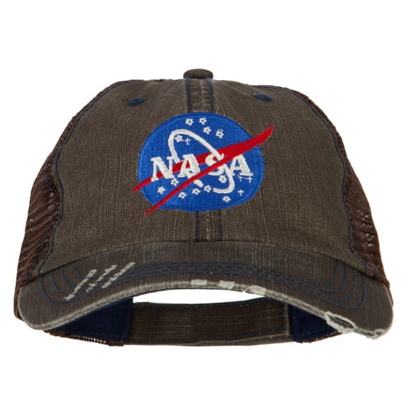 NASA Insignia Embroidered Low Cotton Mesh Cap - Brown OSFM