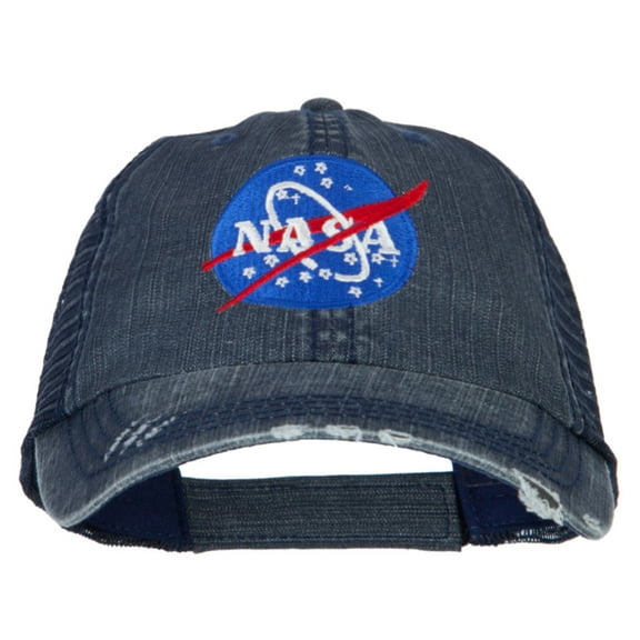 NASA Insignia Embroidered Low Cotton Mesh Cap - Navy OSFM