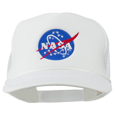 NASA Logo Embroidered Mesh Cap - Adjustable Foam Trucker Hat With Snap Closure