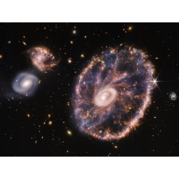 NASA James Webb Space Telescope Cartwheel Galaxy NIRCam MIRI Composite Image Poster Extra Large XL Wall Art Poster Print