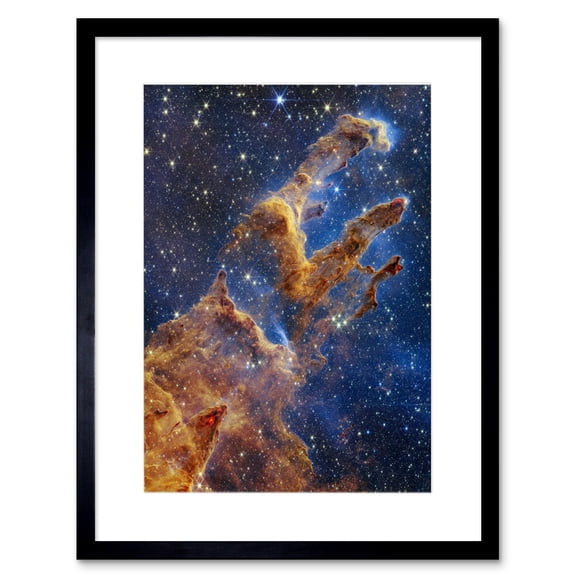 NASA James Webb Space Telescope Pillars of Creation Eagle Nebula Artwork Framed Wall Art Print 9X7 Inch