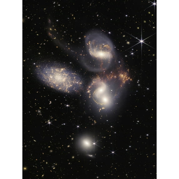 NASA James Webb Space Telescope Stephans Quintet NIRCam and MIRI Composite Image Five Galaxies Extra Large XL Wall Art Poster Print