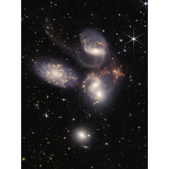 NASA James Webb Space Telescope Stephans Quintet NIRCam and MIRI Composite Image Five Galaxies Extra Large XL Wall Art Poster Print