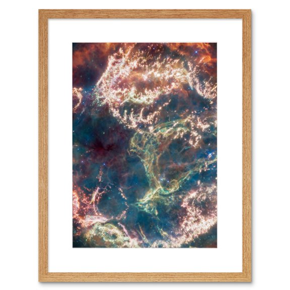 NASA James Webb Telescope Cassiopeia A In Detail Artwork Framed Wall Art Print 9X7 Inch
