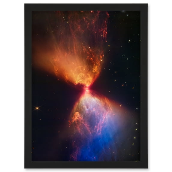 NASA James Webb Telescope Catches Fiery Hourglass New Star Forms Protostar Artwork Framed Wall Art Print A4