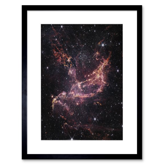 NASA James Webb Telescope Cluster’s Dusty Ribbons Star Formation Artwork Framed Wall Art Print 9X7 Inch