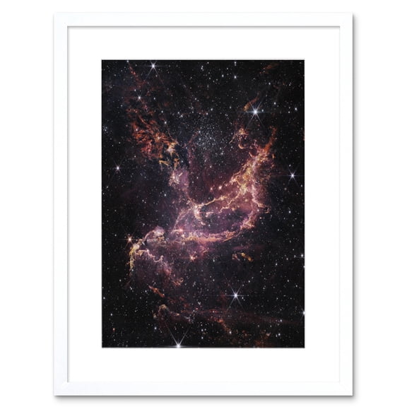 NASA James Webb Telescope Cluster’s Dusty Ribbons Star Formation Artwork Framed Wall Art Print 9X7 Inch