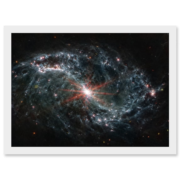 NASA James Webb Telescope NGC 7496 Intricate Network Gas Dust Galaxies Artwork Framed Wall Art Print A4