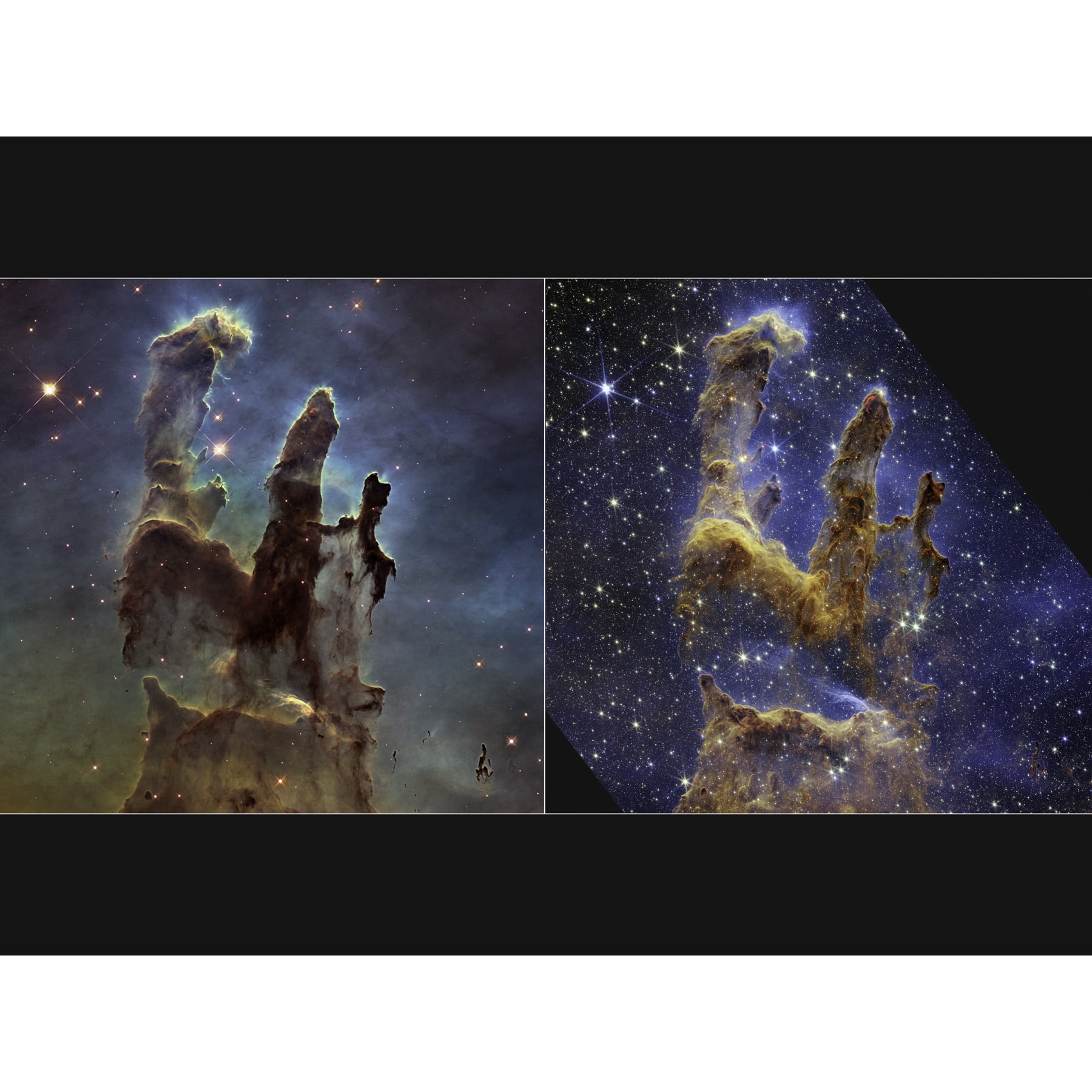 NASA James b Hubble Comparison Space Telescope Pillars of Creation