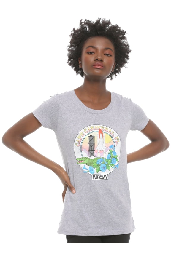 Junior Womens' Short-Sleeve CAPE CANAVERAL T-SHIRT (Grey, X-Large, XL)