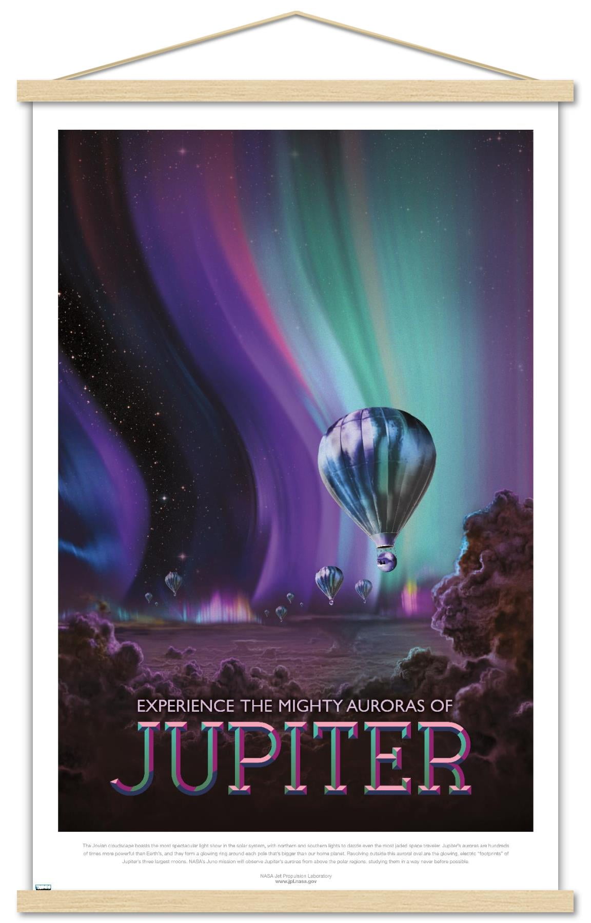 NASA - Jupiter Travel Poster Wall Poster with Magnetic Frame, 22.375" x 34"