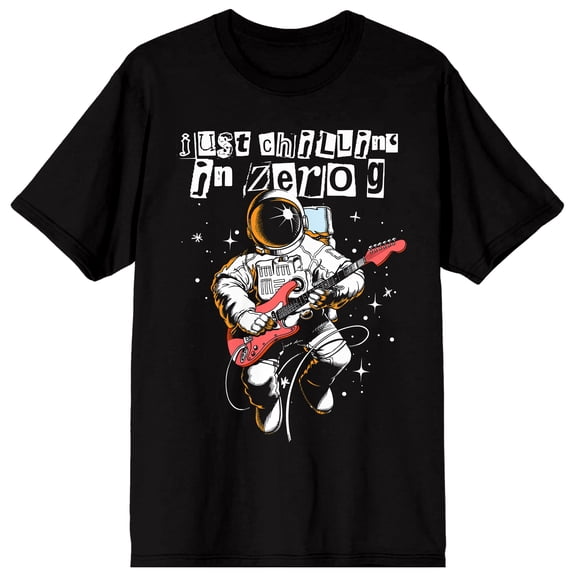 NASA Just Chilling In Zero G Adult Black Crew Neck Short Sleeve T-shirt-XS