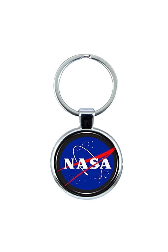 NASA Keychain with Epoxy Dome and Metal Keyring