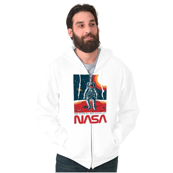 NASA Landed on the Moon Astronaut Unisex Plus Size Zip Hoodie Brisco Brands 4X