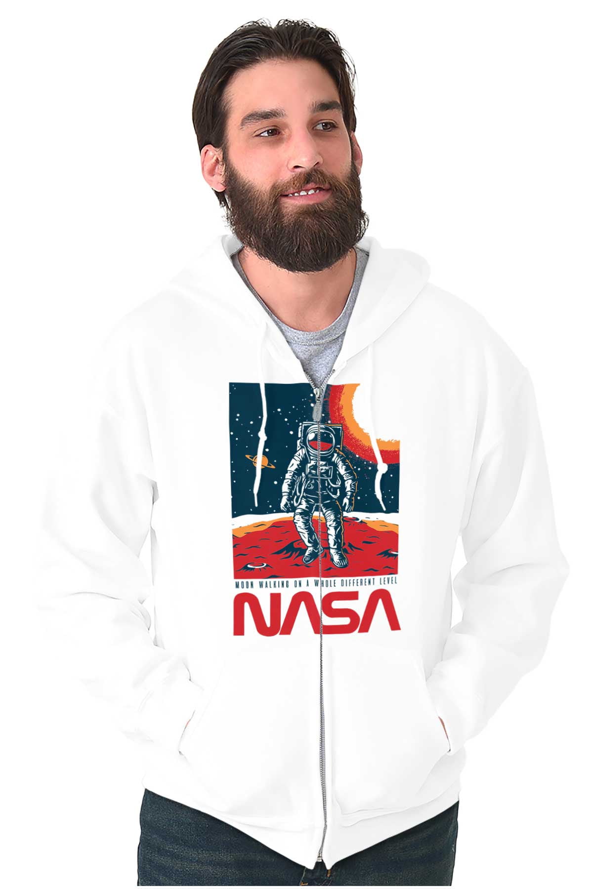 NASA Landed on the Moon Astronaut Zip Up Hoodie Men's Women's Brisco ...