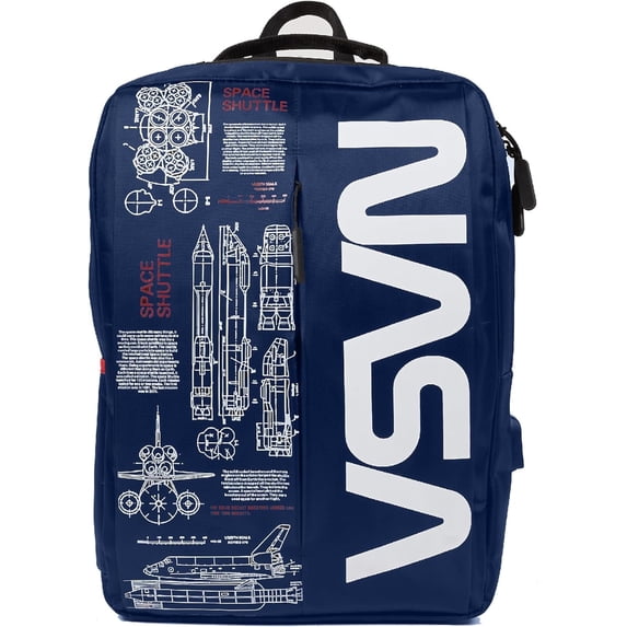 NASA Laptop Backpack For Women And Men - 15 Inch Laptop Bag With USB Port & Elegant Design - Waterproof Backpack With Adjustable Straps (Blue)