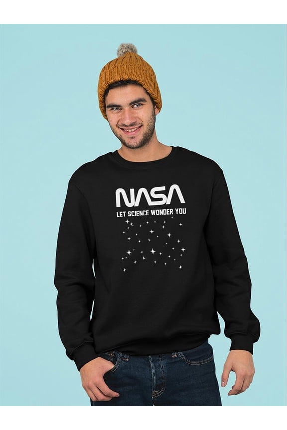 Let Science Wonder You Nasa Logo Sweatshirt Men -NASA Designs, Male Large