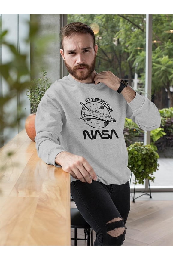Let's Find Adventure Nasa Slogan Sweatshirt Men -NASA Designs, Male 4X-Large