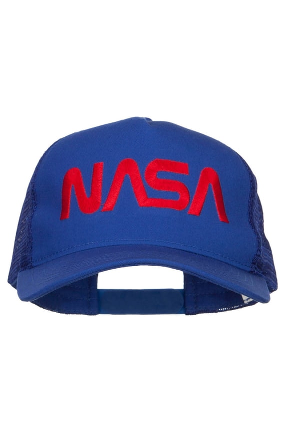 NASA Letter Embroidered Big Size Trucker Cap - Royal XL-3XL