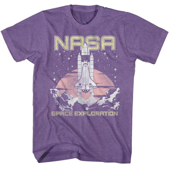 NASA Lift Off Space Exploration Purple Heather Adult T-Shirt S