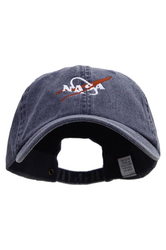 NASA Logo Embroidered Big Size Washed Pigment Dyed Cap - Navy XL-3XL