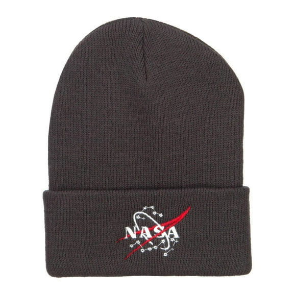 NASA Logo Embroidered Long Beanie - Dk Grey OSFM