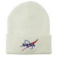 thumbnail image 1 of NASA Logo Embroidered Long Knit Beanie - White OSFM, 1 of 5