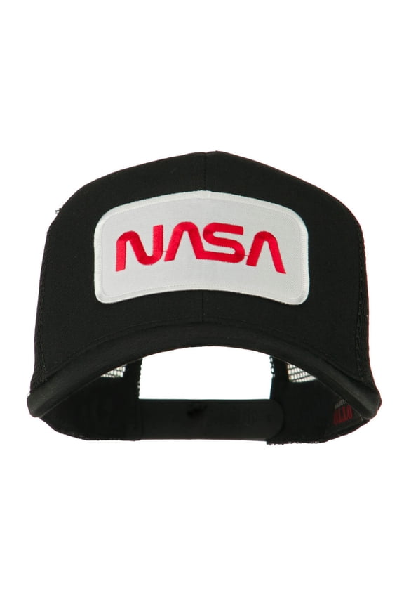 NASA Logo Embroidered Patched Mesh Back Cap - Black OSFM