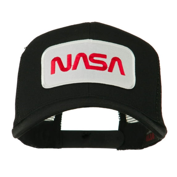 NASA Logo Embroidered Patched Mesh Back Cap - Black OSFM