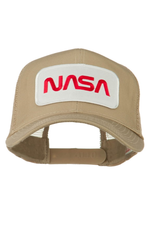 NASA Logo Embroidered Patched Mesh Back Cap - Khaki OSFM