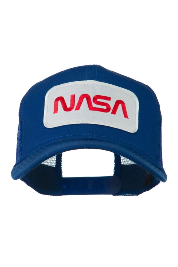 NASA Logo Embroidered Patched Mesh Back Cap - Royal OSFM