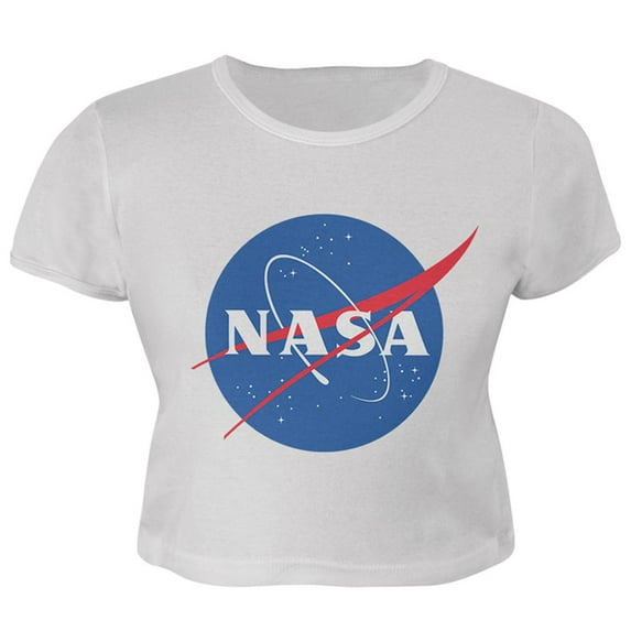 NASA Logo Juniors Crop Top T-Shirt White SM