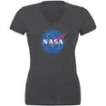 thumbnail image 1 of NASA Logo Juniors V-Neck T Shirt Dark Heather SM, 1 of 1