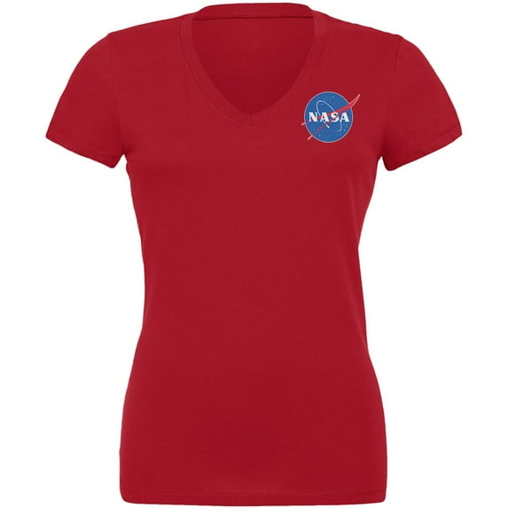 NASA Logo Juniors V-Neck T Shirt Red MD