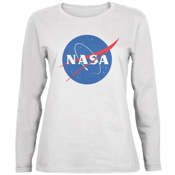 NASA Logo Ladies' Relaxed Jersey Long-Sleeve Tee White X-LG