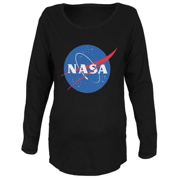 NASA Logo Maternity Soft Long Sleeve T Shirt Black SM