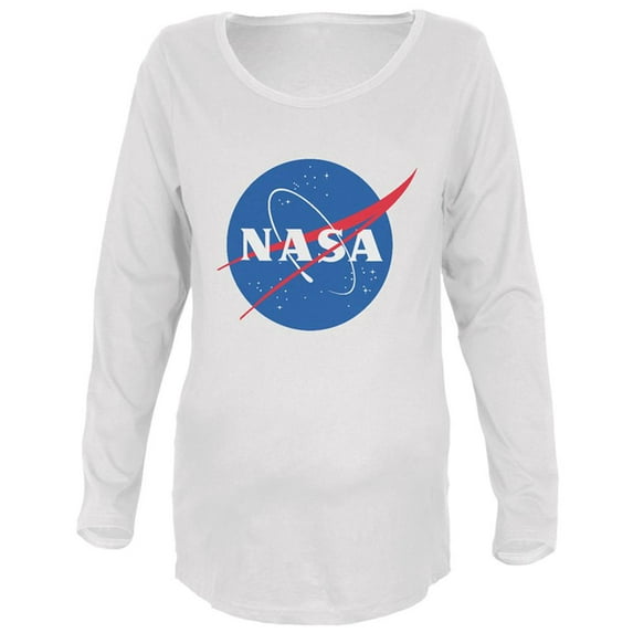 NASA Logo Maternity Soft Long Sleeve T Shirt White LG
