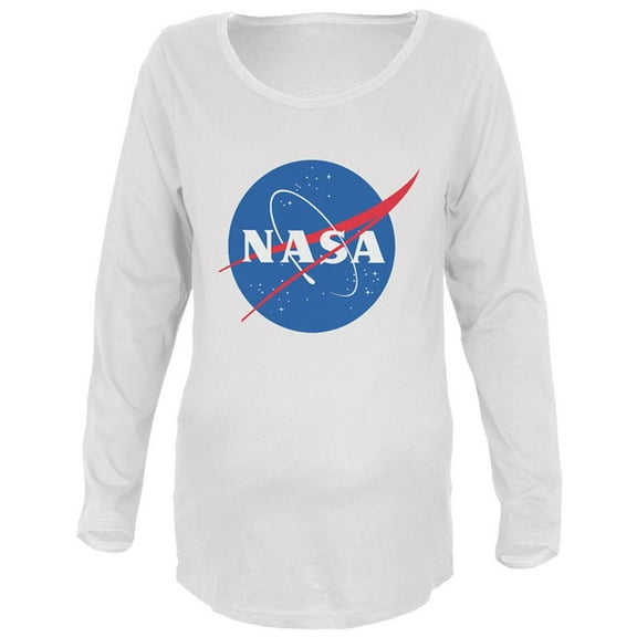 NASA Logo Maternity Soft Long Sleeve T Shirt White SM