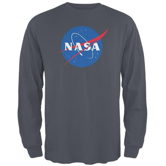 NASA Logo Mens Long Sleeve T Shirt Charcoal X-LG