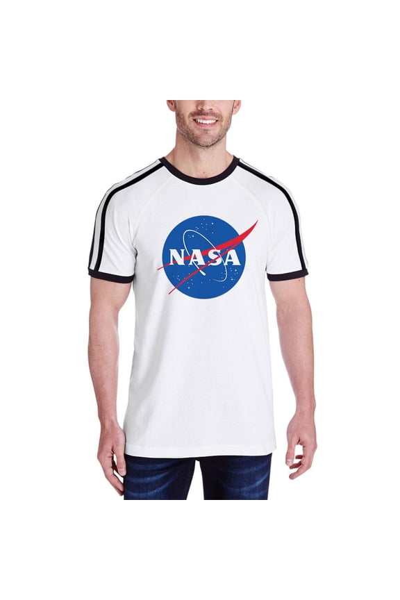 NASA Logo Mens Soccer Jersey T Shirt White-Black 2XL