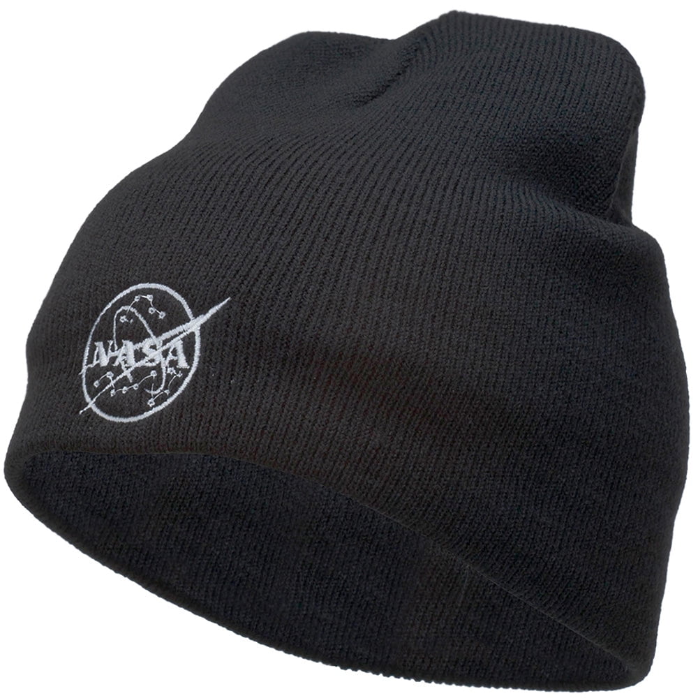 NASA Logo Outline Embroidered Short Beanie - Black OSFM - Walmart.com