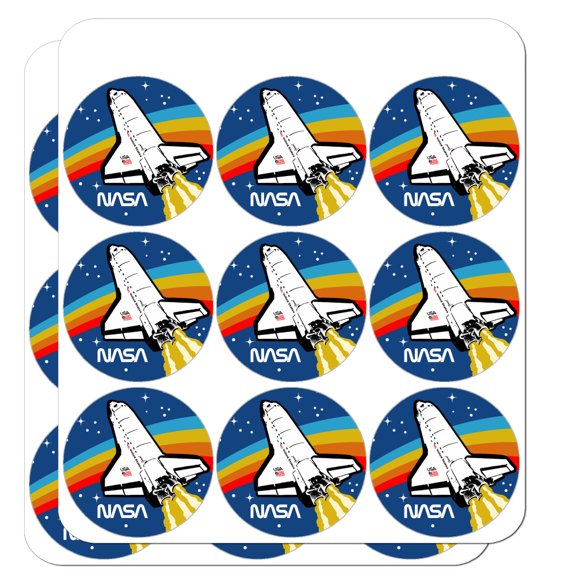 NASA Logo Over Space Shuttle with Rainbow 1" Planner Calendar Scrapbooking Crafting Clear Stickers