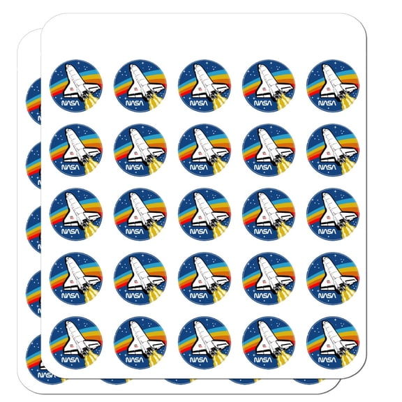 NASA Logo Over Space Shuttle with Rainbow Planner Calendar Scrapbooking Crafting Stickers